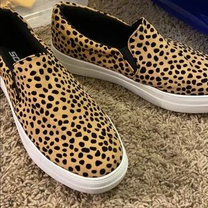Leopard print slip ons